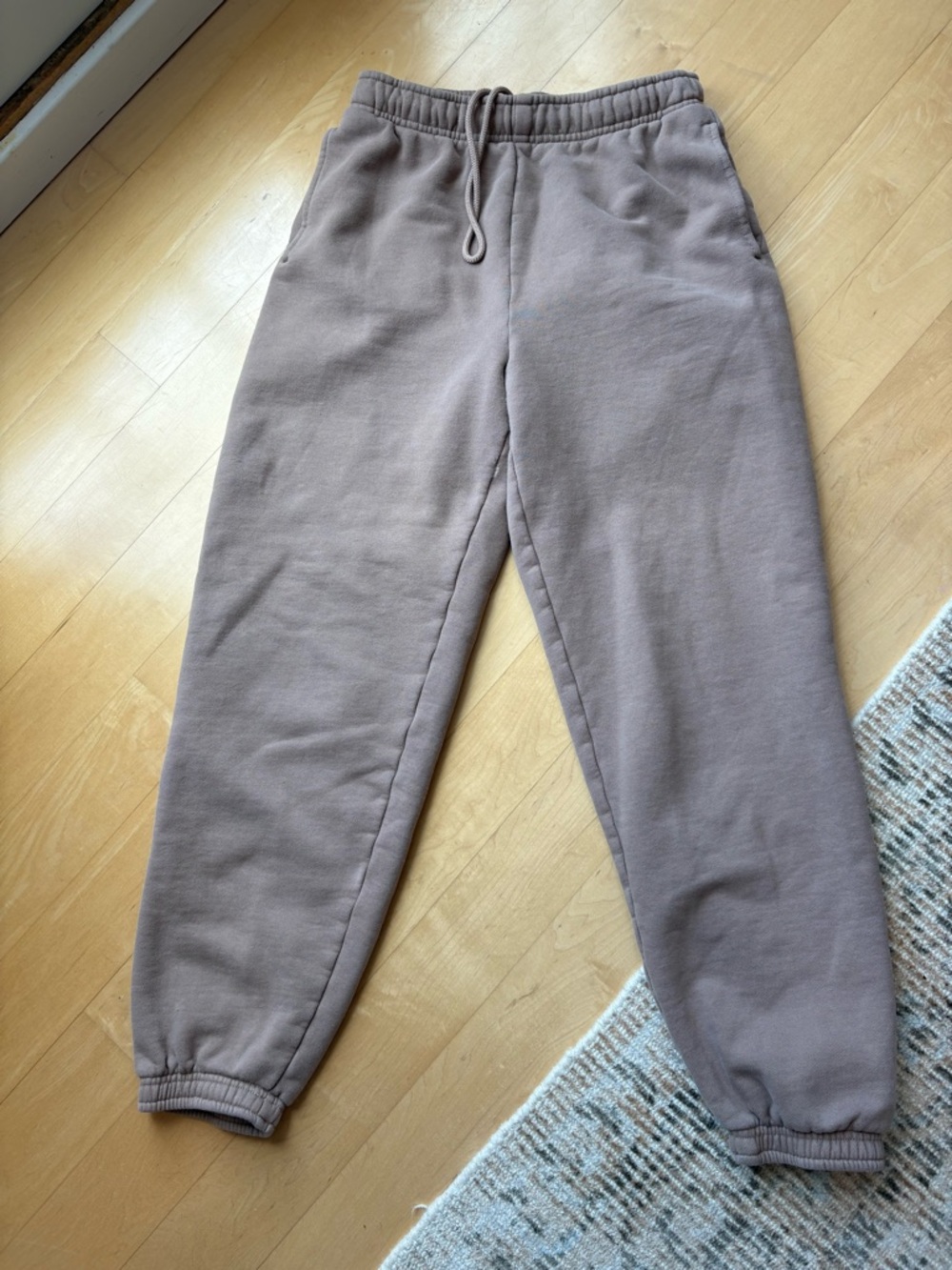 TNA Cozy fleece mega Taupe Sweatpants with Drawstring Waist
